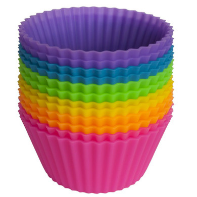 Set of 12 Pieces (1 dozen) Round Shaped Silicon Cake Baking Molds Jelly Mold Silicon Cupcake Pan Muffin Cup (00372)