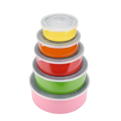 5 Pcs/Set  Stainless Steel Home Kitchen Food Container Storage Mixing Bowl Set high quality color preservation bowl