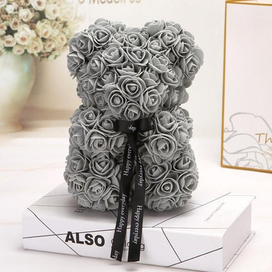 Rose Teddy Bear - 10 Inches Flower Teddy Bear (WITH BOX)