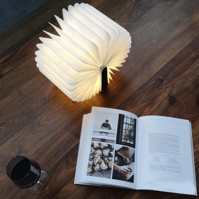 Innovative USB Rechargeable LED Foldable Wooden Book Shape Desk Lamp
