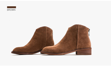 Ankle Boots Genuine Leather Top Quality Zipper Autumn Winter Fashion Lady Cow Suede Shoes Handmade