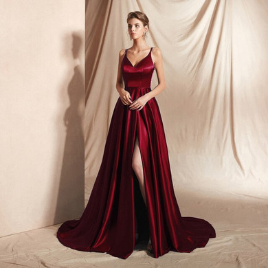 Sexy Front Slit Evening Dresses Long abendkleider Spaghetti Strap Prom Gown Women Formal Party Evening Dress