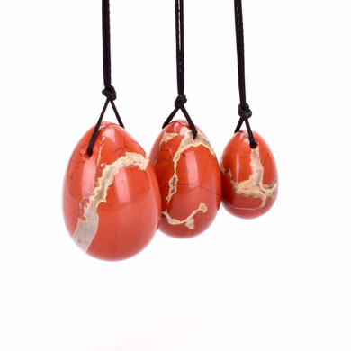 Drilled Certified Natural Red Jasper Yoni Egg (Set of 3)
