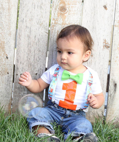 Ocean Fish Noah's Boytique Bodysuit Suspenders for Baby Boys