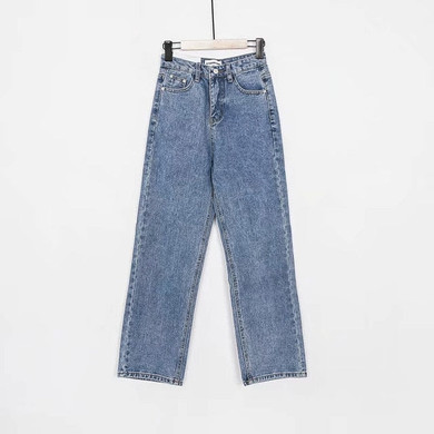 Women Vintage High Waist Straight Leg Jeans Blue Wide Leg Jean