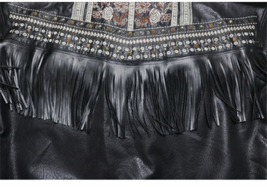 Leather Jacket Women Fringed Rivet Punk PU Leather Jacket Locomotive Short Coat Motorcycle Outerwear Lady Embroidery Coats