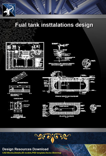 【Architecture Details】Fual tank insttalations design and detail guide in autocad dwg files