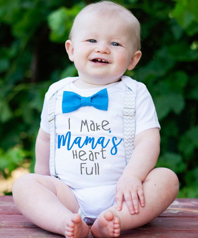 Mothers Day Outfit Baby Boy New Mom Gift Blue Bow Tie Baby Shower Gift