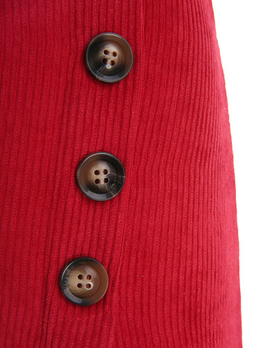 Short Corduroy Skirt with Buttons