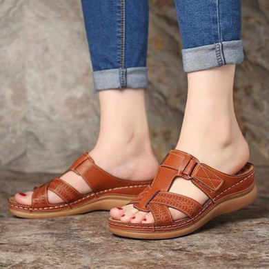 Women's Open Toe Comfy Super Soft Premium Low Heels Walking Sandals Cushion