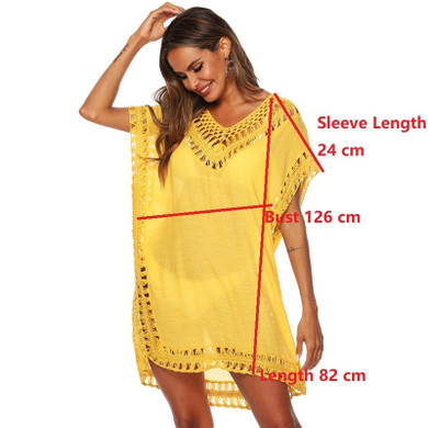 BKNING Kaftan Tunic Dress Women Swimsuit Cover Up Bohemia V-Neck Cotton Beachwear