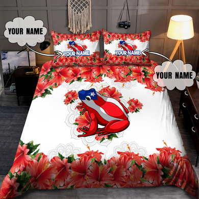 Personalized Puerto Rico Frog With Hibicus 3D Printed Bedding Set