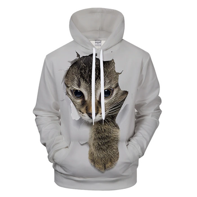 Sneaky Cat 3D Print Pullover Hoodie