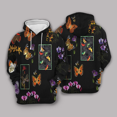 Colorful Butterflies And Flower 3D Print Hoodie