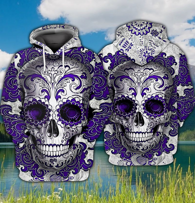 Purple Mexico Skull Flower Hoodie