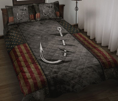 Crack Fishing American Flag Bedding Set