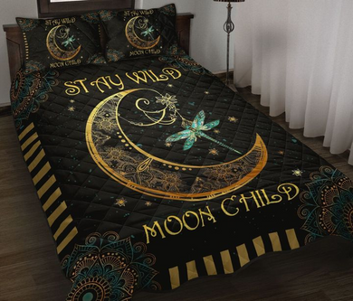 Stay Wild Moon Child Dragonfly Mandala Bedding Set