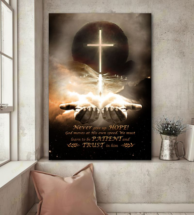 Never Give Up Hope, Belive In God Jesus The Light Cross 3D Printed Wall Art Poster