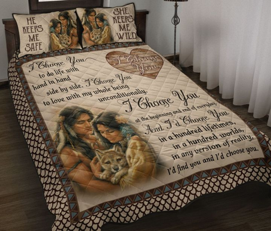 Native American I Choose You Wolf 3D Print Bedding Set