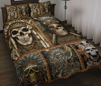 Native American Skull Warrior Tribe Pattern 3D Print Bedding Set
