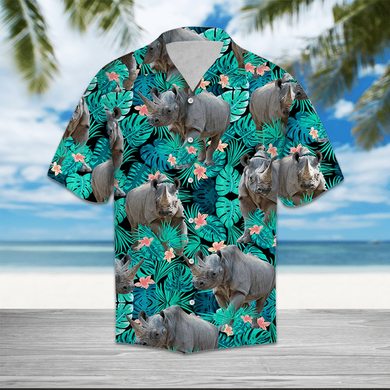 Rhino Tropical 3D Print Hawaiian Aloha Shirt