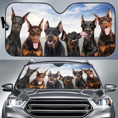 Five Dobermans Driving 3D Print Car Windshield Auto Sunshade