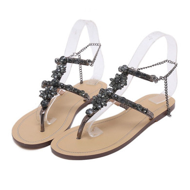 Rhinestones Chains Thong Gladiator Flat Sandals. Rhinestones Chains Thong Gladiator Flat Sandals.