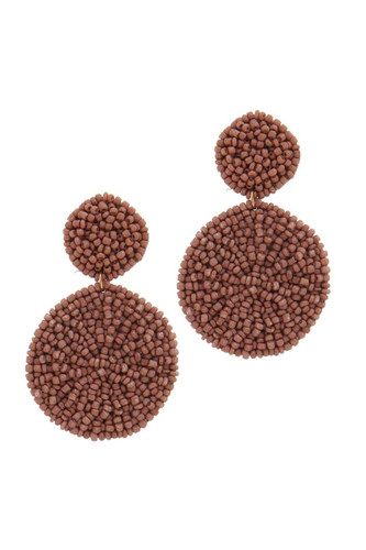 Circle linked seed bead post drop earring