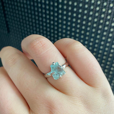Natural 4ct Aquamarine Gemstone Ring | Solid 925 Sterling Silver