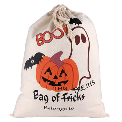 Halloween Treat Trick Sack Candy Gify Bags Canvas Cotton Spider Pumpkin Tote Drawstring Bags Pouch Halloween Party Decor