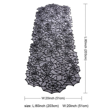 Halloween Black Lace Spiderweb Props Fireplace Mantle Scarf Table Cloth Cover Horror Party Decoration