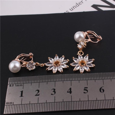 Faux Pearl & Crystal Clip on Earrings