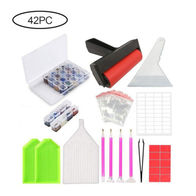 5D Diamonds Painting Tools and Accessories Kits with Diamond Painting Roller Paste Drill Cross Stitch Diamond Tool Self-sealing