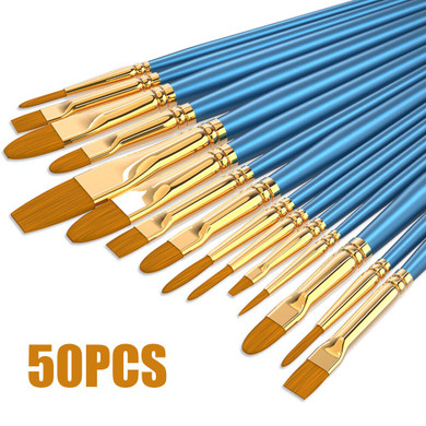 50Pcs Paint Brush Set Oil Painting Watercolor Brush Art Supplies Painbrush Set Paiting Acrylic Artist Brush Stationery Supplier