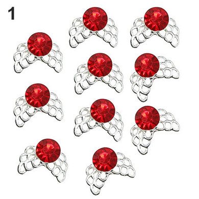 10Pcs Hollow 3D Rhinestone Nail Art Tips Stickers  Manicure Decal DIY Decoration