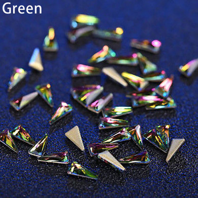 10Pcs Women Triangle Nail Art Tip Shiny Rhinestone DIY Decoration Manicure Kit