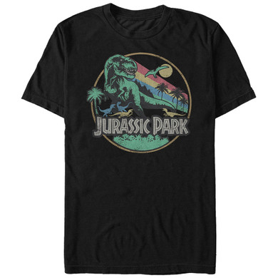 Jurassic Park Retro Sunset Circle Graphic Tee