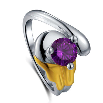 Mewtwo Solitaire Ring, Sterling Silver & 18K Gold Plated