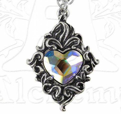 Gothic Crystal Heart Necklace, Alchemy Gothic