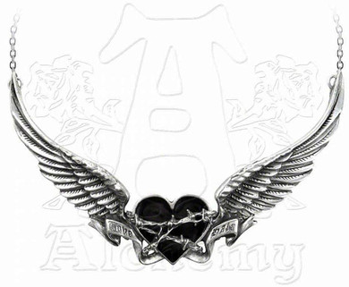 Black Romance Winged Heart Necklace, Alchemy Gothic