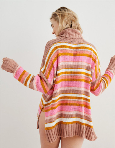 Turtlenecks Loose Striped Jumper Knitting Boho Bohemian Sweaters