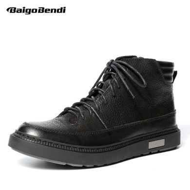 Genuine Leather Lace Up Black Ridding Boots