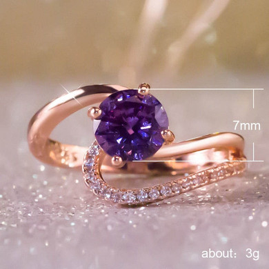 Purple Crystal Zircon Cocktail Party Ring