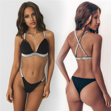 Padded Push-up Bra Silver Bandage Bikini