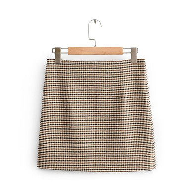 plaid vintage back zipper elegant chic short skirts