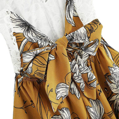 Casual Sleeveless Strap Printing Lace Elegant Romper