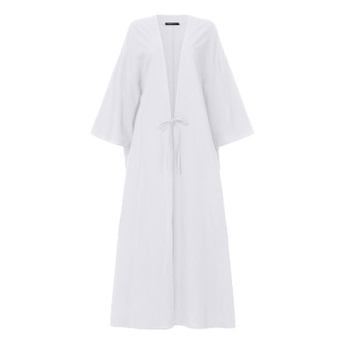 Cotton Linen Retro Vintage Long Casual Loose Solid Long Sleeve Kimono