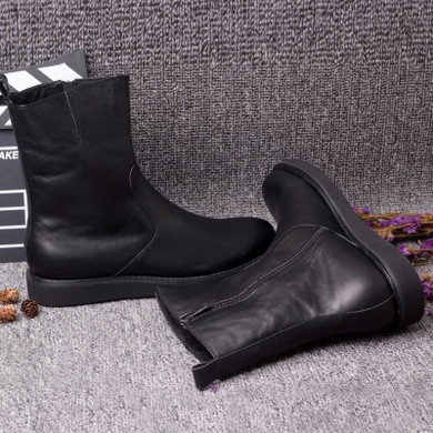 Punk Mid Calf Boots Luxury Genuine Leather Boots