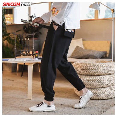 Printed Cotton Linen Loose Harem Pants