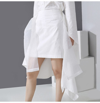 Black Mesh Split Asymmetrical Temperament Half-body Skirt